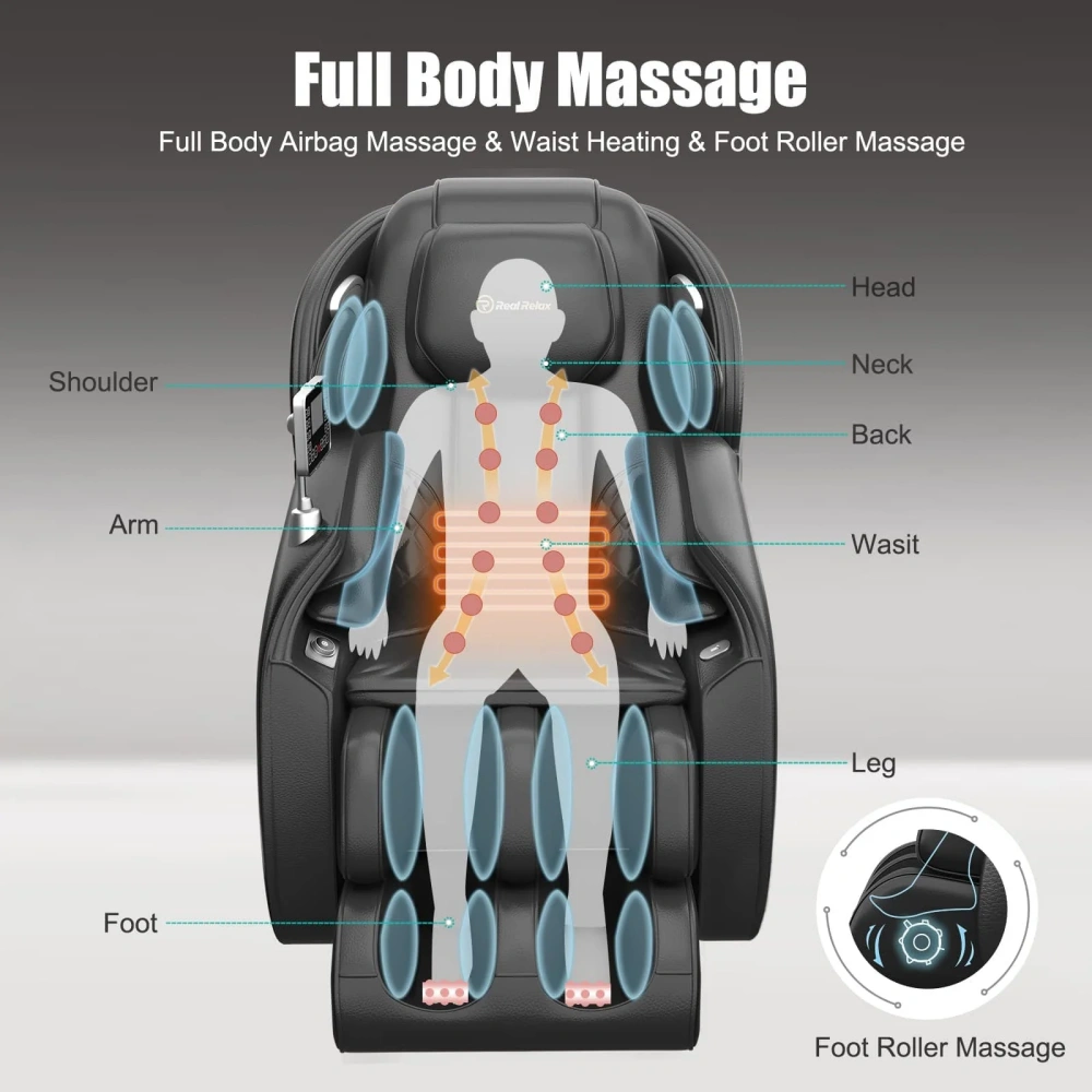 What areas of the body does a full body massage chair cover?